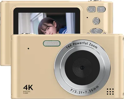 Obrázek produktu pro digitální videokamera s rozlišením 4K, digitální videokamera s rozlišením 48 MP, 2,4palcový displej, 16x digitální zoom, ochrana proti otřesům, detekce obličeje, efekt krásy, detekce pohybu, vestavěný blesk, dobíjecí baterie