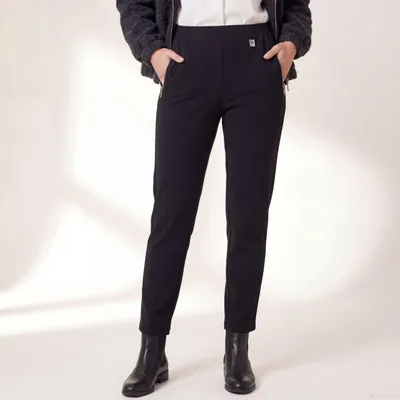Produktbild von Stoffhose mit Gummizug Kurzgröße 19 - 27 elegante Damen Schlupfhose mit Taschen