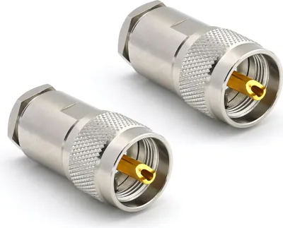 Obrázok produktu pre PL259 UHF vodotesný LMR240 LMR-240 RG59U RG8X RG-8X RF skrutkový koaxiálny káblový konektor poniklovaný s pozláteným kolíkom (balenie 2)