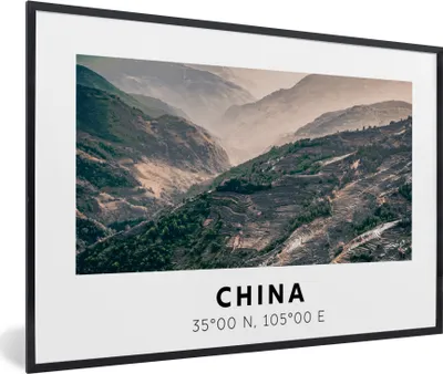 Produktbild von MuchoWow® Gerahmtes Poster China - Berge - Asien 60x40 cm - Poster mit Schwarzem Bilderrahmen Wandposter Rahmen Foto Bilder - Printing - Wanddeko Schlafzimmer