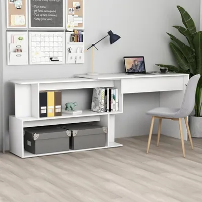 Zdjęcie produktu dla Maison Exclusive – narożne biurko białe 200 x 50 x 76 cm materiał drewnopochodny
