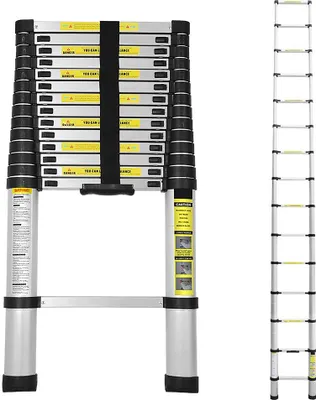 Image de Wolketon 4.4M Echelle télescopique Aluminium Echelle multi-usages Anti-pince-doigts Echelle d'extension Pliable Aluminium Antidérapant jusqu'à 150 KG