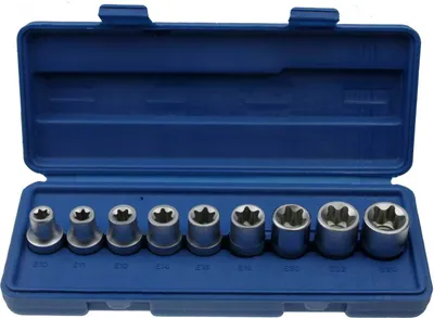 Produktbild von Steckschlüssel Stecknuss Satz TORX E-Profil E10-E24 Nuss Nüsse Einsätze 9 tlg.