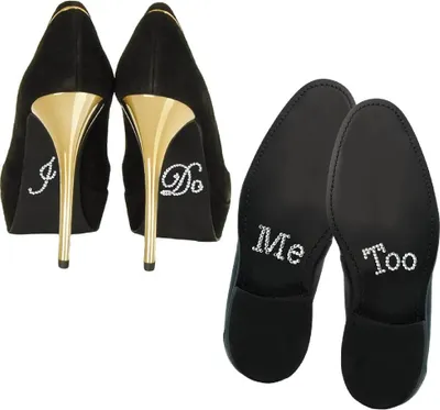 Produktbild von Oblique Unique Schuhsticker Set Brautpaar Hochzeit I Do / Me Too - silber