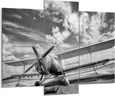 Produktbild von Bild auf Leinwand - Leinwandbild - 3 Teile - An-2 Flugzeug Schwarzweiß - 130x100cm - Wand Bild - Wanddeko - Wandbilder - Leinwanddruck - Bilder - Wanddekoration - Leinwand bilder - CB130x100-4228