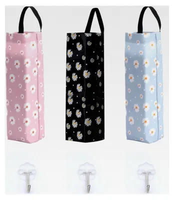 Produktbild von 3 Stück Plastiktüten Halter, Hängende Falten Müllsäcke Organizer, zum Aufhängen von Müllbeuteln für die Wohnküche (inklusive 3 Haken)