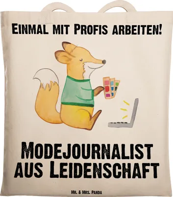 Produktbild von Mr. & Mrs. Panda Schultasche Modejournalist Leidenschaft - Transparent - Geschenk, Tragetasche, Ausbildung, einkaufsshopper, Tote Bag, Spruch, Journalist, Beutel, Witzig