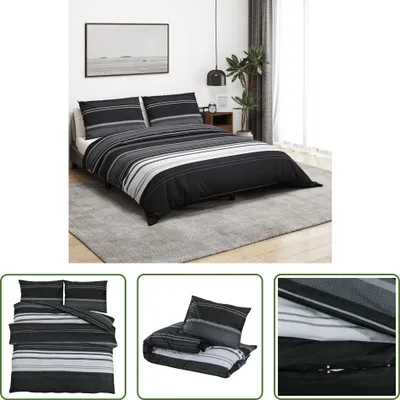 Produktbild von The Living Store Bettwäsche-Set Schwarz und Weiß 155x220 cm Baumwolle