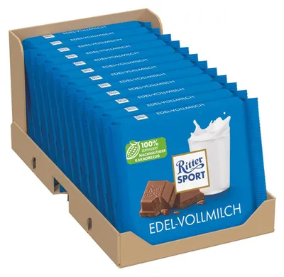 Produktbild von Ritter Sport Edel-Vollmilch 100g | Premium Vollmilchschokolade (12er Pack)
