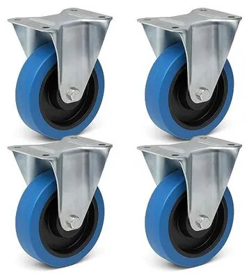 Produktbild von Bockrollen Set 4x Transportrolle ?160mm mit Kunststoffrad und Anbauplatte bis 300kg leiser Lauf Dämpfung Apparaterolle Möbelrolle