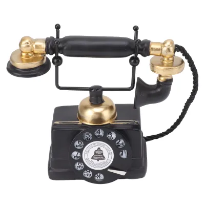 Image de Grand modèle de téléphone rétro décoratif en résine de style vintage, une statue décorative de téléphone à cadran pour décoration de fenêtre de café-bar