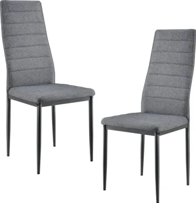 Immagine prodotto di [Set di 2 sedie di design Sedia da pranzo grigia con schienale alto italiana Sedia da pranzo imbottita