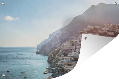 Produktbild von MuchoWow® 60x40 cm Outdoor-Poster Gartendeko Sichtschutz Garten Poster für den Garten  Das Dorf Positano an der Amalfiküste