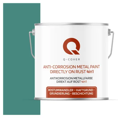 Produktbild von ANTIKORROSION METALLFARBE | DIREKT AUF ROST 4 IN 1 Minttürkis RAL 6033  5L SATIN ANTI-ROST METALLSCHUTZLACK METALLLACK