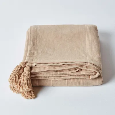 Produktbild von HOMESCAPES Tagesdecke Rajput, 100% Baumwolle, beige, 225 x 255 cm