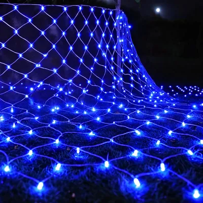 Produktbild von 3X2M 320LED Lichternetz 8 Modi Lichterkette Innen Lichtervorhang Weihnachtsbeleuchtung für Büsche Garten Weihnachten Halloween Balkon, Blau