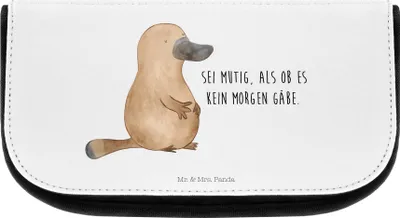 Produktbild von Mr. & Mrs. Panda Necessaire Schnabeltier Mut - Weiß - Geschenk, Weltreise, Büro, Lebensweisheit, Kosmetiktasche, Make-up Organizer, Neustart, Arbeit, Motivation, Urlaub