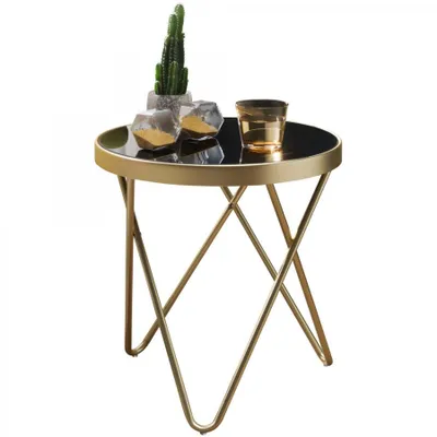 Produktbild von CHILLROI Design Beistelltisch 42x46x42cm Schwarz Couchtisch Wohnzimmertisch Serviertisch