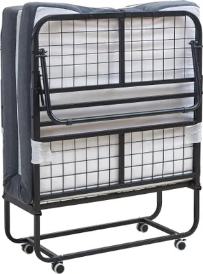 Obrázok produktu pre Kovová sklápacia posteľ "Borjavle" s pamäťovým matracom 200 x 90 cm na kolieskach max. 150 kg čierna