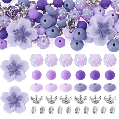 Immagine prodotto di 82 perline in silicone viola per la creazione di gioielli