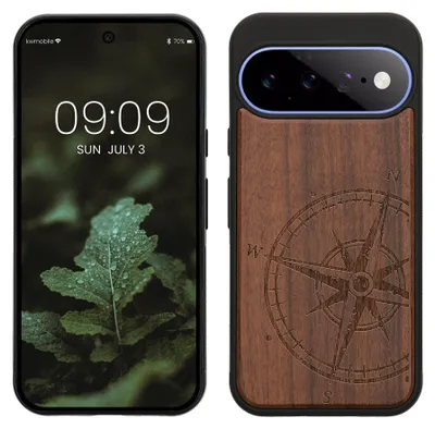 Produktbild von kwmobile Handyhülle für Google Pixel 11 Hülle Holz - Case mit TPU Bumper - Stoßfestes Hardcase - Schutzhülle Cover in Dunkelbraun