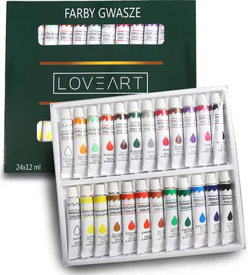 Produktbild von LOVEART Gouachefarben-set 24 Tuben x 12 ml Gouache Set Farbe Kunst Set