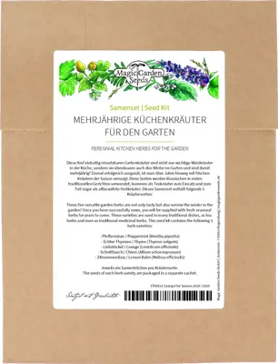 Produktbild von Mehrjährige Küchenkräuter für den Garten - Samenset mit 5 winterharten Würzpflanzen