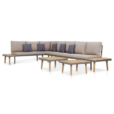 Immagine prodotto di Set da giardino 7 pezzi con cuscini, in legno massello di acacia, marrone, vidaXL
