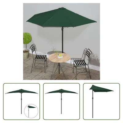Immagine prodotto di The Living Store Ombrellone da balcone con palo in alluminio Verde 300x155 cm Mezzo tondo