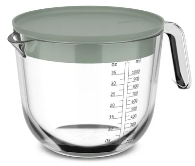 Imagen del producto de Mepal Chef, vaso medidor de vidrio, modelo Chef It, 1000 ml con tapa - color verde "nordic sage". Dimensiones: 200 x 146 x 129. Código: 102311094700