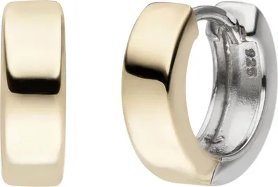 Produktbild von Ohrringe Creolen 13,3x4,1mm aus 925 Silber bicolor vergoldet flach Ohrschmuck
