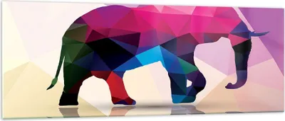 Produktbild von Bilder auf glas - Elefanten Illustration Bunt - 140x50cm - Glasbilder - Wandbilder - Kunstdruck - zum Aufhängen bereit - Wanddekoration aus Glas - Glas Bilder - Wandbild auf Glas - GAB140x50-2807