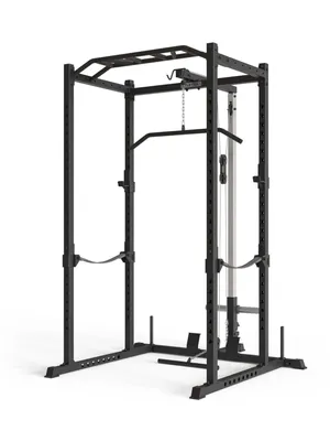 Produktbild von ATLETICA R5-Vega Power Rack | Power Cage mit Latzug | Multi-Grip Klimmzugstange, Safety Straps, J-Hooks & Weight-Pins | 195 cm Höhe