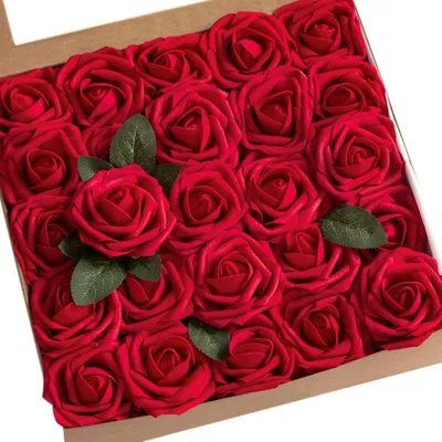 Produktbild von Rosen Blumen Schaumrosen Foamrosen Kunstblumen Rosenköpfe Gefälschte Kunstrose Rose DIY Hochzeit Blumensträuße Braut Zuhause Dekoration (25 Stück)