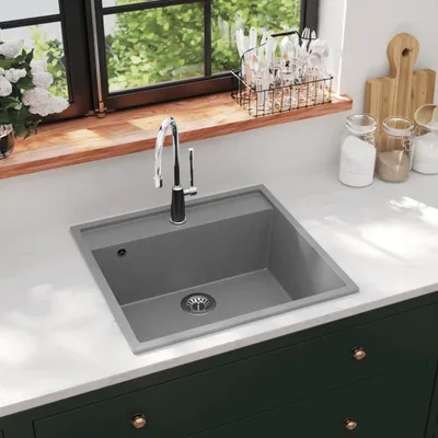 Produktbild von The Living Store Küchenspüle mit Überlauf Grau Granit