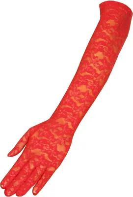 Produktbild von krautwear® Damen Handschuhe Spitze Ellenbogen Lang Abendhandschuhe (rot)