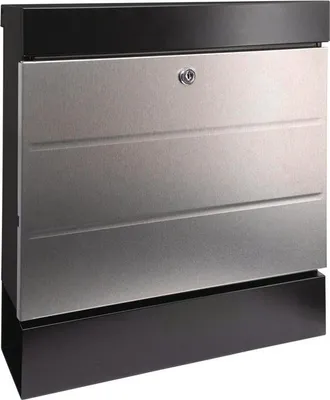 Immagine prodotto di Burg Wächter NewYork 6850 B+S Cassetta per le lettere LxHxP 364/405/110 mm nero + acciaio inox con fermo di apertura e cassetta per giornali