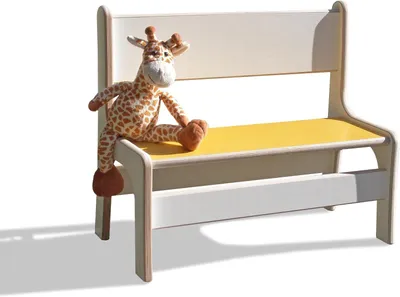 Produktbild von Weiße Kinderbank mit gelber Sitzfläche