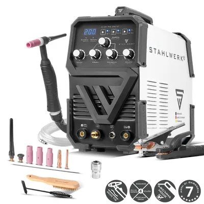 Immagine prodotto di Saldatrice ad arco schermato a gas STAHLWERK 2-in-1 Combi AC/DC TIG 200 ST - TIG e MMA (MMA/ARC) fino a 200 A, modalità 2T e 4T, saldatura TIG AC per alluminio