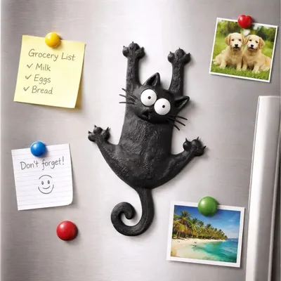 Produktbild von Katzen Kühlschrankmagnet "Hang in There" – Lustiger Magnet Küche Dekoration Katze Geschenk