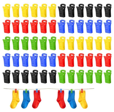 Imagen del producto de Clips de plástico para calcetines, paquete de 60 unidades, para la ropa