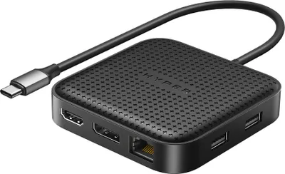 Produktbild von Targus HD USB4 Mobile Dock, Kabelgebunden, 10,100,1000 Mbit/s, Schwarz, 84,9 mm, 84,9 mm, 19,4 mm