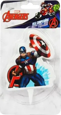 Produktbild von dekora - Kerzen Deko Geburtstagskerze | 2D Geburtstagskerzen von Captain America für Kinder Kuchen - 7.5 cm