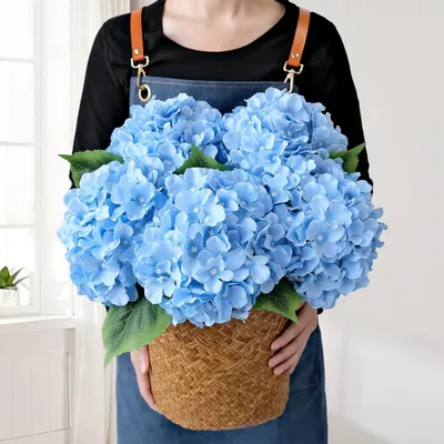 Imagen del producto de Elzusha - Juego de 5 flores artificiales "Hortensia" - Flores de seda realistas para bodas y decoración del hogar