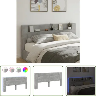 Produktbild von The Living Store LED-Kopfteil mit Ablage Betongrau 220x16,5x103,5 cm