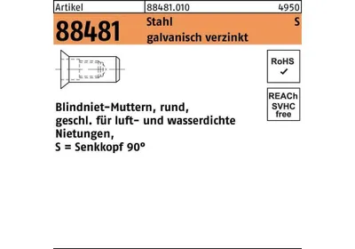 Produktbild von Reyher  Geschlos. Blindnietmu. St.Zn Seko M 4/1,5-3,5 (500 Stück)