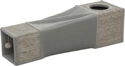 Immagine prodotto di Fortuna Lai Tunnel per gatti, giocattolo per gatti con pallina, cuccia per gatti, tunnel pieghevole in sisal, design combinato, marrone+grigio, 98 x 30 x 30 cm