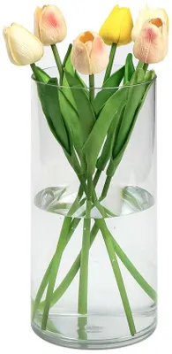 Obrázek produktu pro Malá akrylová váza, 25 cm, průměr 12 cm, čirá, nerozbitná, dekorace na stůl