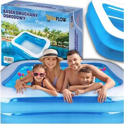 Produktbild von Aufblasbarer Familienpool 262x175x50 cm Rechteckig 780L Gartenpool Mit 2 Luftkammern Blau Weiß