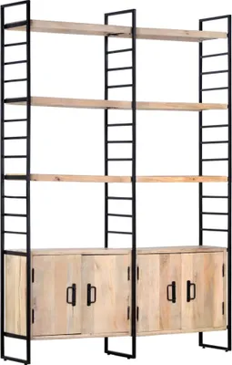 Productafbeelding van vidaXL Boekenkast, 4 etages, 124x30x180 cm, mango massiefhout - Boekenkast - Boekenkasten - Boekenschap - Boekenschappen